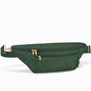 Canvelle Oversized Fanny - Quilted Green Belt Bag with Gold Accents - NWOT